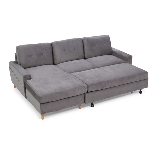 Coreen Velvet Left Hand Facing Chaise Sofa Bed In Grey_4